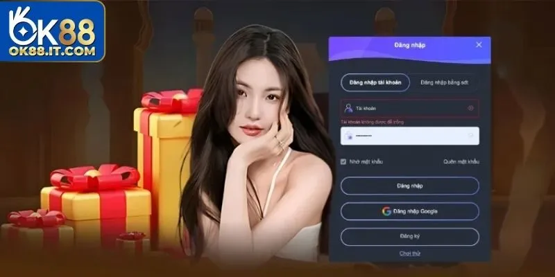 Quy trình truy cập vào acc game ok88
